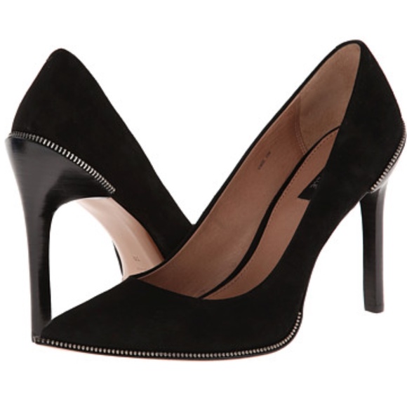 Rachel Zoe Ambrosia Kid Suede Black Heels - Picture 1 of 8